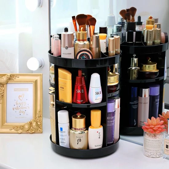IBright Make-Up Organizer - Beauty Organizer - 360 Roterend - Opbergbox - Opbergdoos Cosmetica - Zwart 2 IBright Make-Up Organizer - Beauty Organizer - 360 Roterend - Opbergbox - Opbergdoos Cosmetica - Zwart - Afbeelding 2