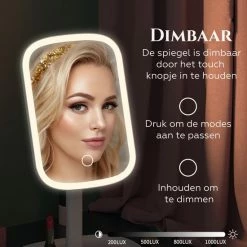 HighHome - Make Up Spiegel Met Led Verlichting - Inclusief 10x Spiegel - 3 Warmtes - 360 °C Draaibaar -Givenchy-winkel 550x550 786