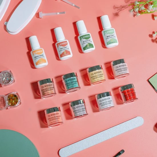 GLAMADOR Dipping Powder Nailset - Starter Kit - Aanvul Kit - 8 Kleuren - Dip Poeder - Meest Complete Starterspakket - Nagelset - Cadeau Voor Vrouwen - Rode Serie 2 GLAMADOR Dipping Powder Nailset - Starter Kit - Aanvul Kit - 8 Kleuren - Dip Poeder - Meest Complete Starterspakket - Nagelset - Cadeau Voor Vrouwen - Rode Serie - Afbeelding 2