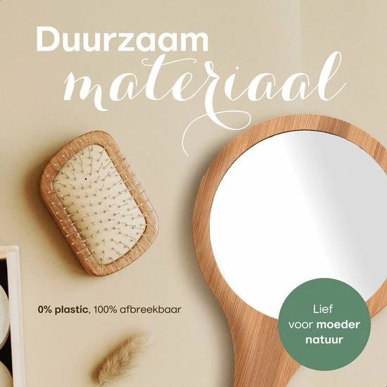 Nature's Groove Bamboe Handspiegel Met Handvat - 15 Cm - Make Up Spiegel / Scheerspiegel / Kappersspiegel - 150 Gram - Kapper 3 Nature's Groove Bamboe Handspiegel Met Handvat - 15 Cm - Make Up Spiegel / Scheerspiegel / Kappersspiegel - 150 Gram - Kapper - Afbeelding 3