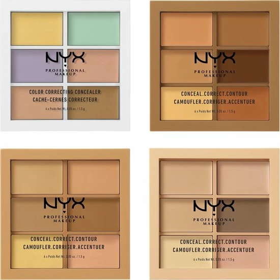 NYX PMU NYX Professional Makeup Conceal, Correct, Contour Palette - Light 3CP01 - Concealer Palet - 9 Gr 6 NYX PMU NYX Professional Makeup Conceal, Correct, Contour Palette - Light 3CP01 - Concealer Palet - 9 Gr - Afbeelding 6