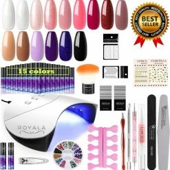 Royala M4X. - Gellak Starterspakket 15 Kleuren - Topcoat Basecoat - Gelpolish Set - Gellak - Gellak Set - UV LED Lamp 36W - Manicure - Nagellak - Nail Art - 15 Kleuren Gel Polish - Nagellakset - Gellakset