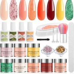 GLAMADOR Dipping Powder Nailset - Starter Kit - Aanvul Kit - 8 Kleuren - Dip Poeder - Meest Complete Starterspakket - Nagelset - Cadeau Voor Vrouwen - Rode Serie