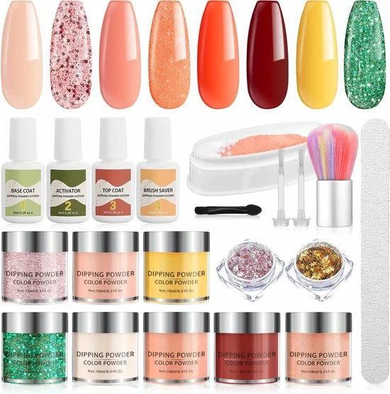 GLAMADOR Dipping Powder Nailset - Starter Kit - Aanvul Kit - 8 Kleuren - Dip Poeder - Meest Complete Starterspakket - Nagelset - Cadeau Voor Vrouwen - Rode Serie 1 GLAMADOR Dipping Powder Nailset - Starter Kit - Aanvul Kit - 8 Kleuren - Dip Poeder - Meest Complete Starterspakket - Nagelset - Cadeau Voor Vrouwen - Rode Serie