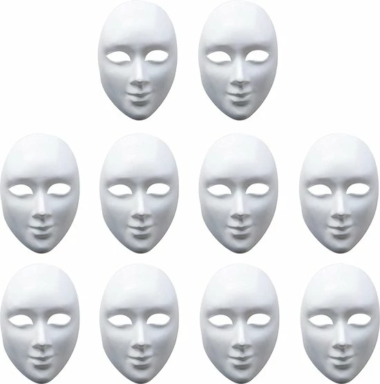 MATANA 10 Witte Kartonnen Maskers Om Te Beschilderen - DIY Kostuum Voor Feesten, Knutselen Voor Kinderen En Volwassenen 1 MATANA 10 Witte Kartonnen Maskers Om Te Beschilderen - DIY Kostuum Voor Feesten, Knutselen Voor Kinderen En Volwassenen