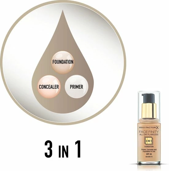 Max Factor Facefinity All Day Flawless 3-in-1 Liquid Foundation - 075 Golden 10 Max Factor Facefinity All Day Flawless 3-in-1 Liquid Foundation - 075 Golden - Afbeelding 10