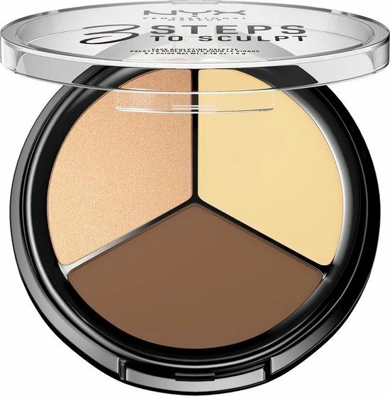 NYX Professional Makeup 3 Steps To Sculpt Face Sculpting Palette - Light 3STS02 - Highlighter En Contouring Make-up - 15 Gr 3 NYX Professional Makeup 3 Steps To Sculpt Face Sculpting Palette - Light 3STS02 - Highlighter En Contouring Make-up - 15 Gr - Afbeelding 3