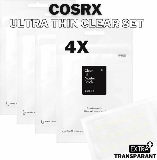 Merkloos COSRX Ultra-Thin Acne Clear Fit Face Skin Patches - Extra Dun & Transparant - Master Package Set 4 Packs Of 18 Patches 1 Merkloos COSRX Ultra-Thin Acne Clear Fit Face Skin Patches - Extra Dun & Transparant - Master Package Set 4 Packs Of 18 Patches
