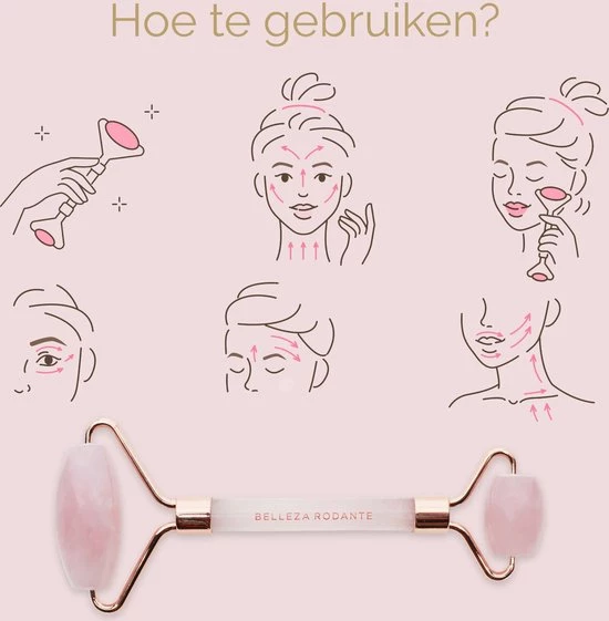 Belleza Rodante Rozenkwarts Jade Roller & Gua Sha Steen - Gezichtsroller - Gezichtsmassage - Rose Quartz - Steen Der Liefde - Met Giftbox 7 Belleza Rodante Rozenkwarts Jade Roller & Gua Sha Steen - Gezichtsroller - Gezichtsmassage - Rose Quartz - Steen Der Liefde - Met Giftbox - Afbeelding 7