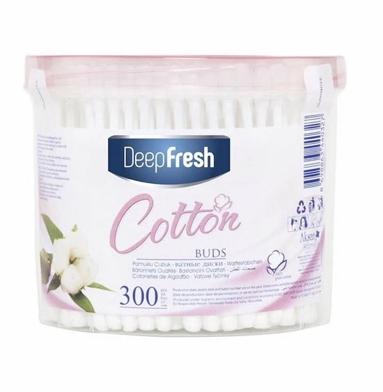 Deepfresh Wattenstaafjes/ Cotton Buds - 300 Stuks 1 Deepfresh Wattenstaafjes/ Cotton Buds - 300 Stuks