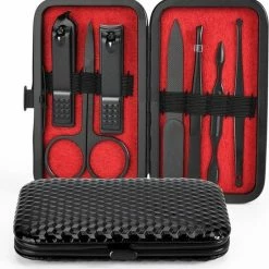 TOPCODE Cosmetics Manicure Set / Nagelschaar Set - #MCNC03 - Zwart 7 Delig - Nagelknipper Set Manicureset - Manicure Setje Pedicureset - Nagelschaartje - Nagelknipper Nagelknipper Set - Manicureset - Manicuresetje