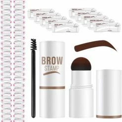 Merkloos Cosas & M S Wenkbrauw Stempel Brow Stamp Make Up Dark Brown Incl. 34 Sjablonen Waterproof Cadeau Voor Haar
