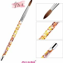 GUAP?? GUAP - Acryl Glitter Goud Penseel Nr #8 - Uniek Design - High Quality & 100% Nylon - Nagel Penselen