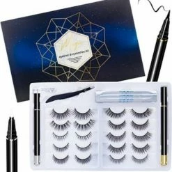 Magic Wimpers Set - Inclusief Wimperzetter En 2 Flesjes Waterproof Eyeliner - 30 Keer Herbruikbaar - 10 Paar