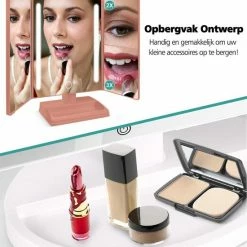 Omliox Make Up Spiegel Met LED Verlichting - Stijlvolle Inklapbare Spiegel - Dimbare Verlichting Met Touch Knop - 2x En 3x Vergroting - Inclusief USB Kabel - Ros Goud -Givenchy-winkel 550x587 5