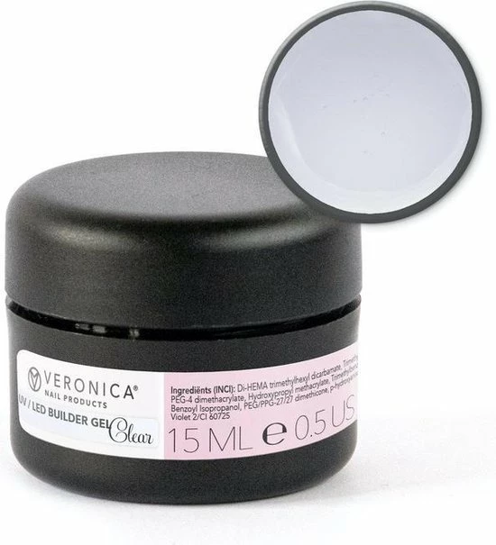 Veronica NAIL-PRODUCTS UV / LED BUILDER Gel Clear, 15 Ml, Middelvisceus Nagel Gel Voor De Mooiste French Manicure Gelnagels, Maar Ook Voor De Natuurlijke Look! 1 Veronica NAIL-PRODUCTS UV / LED BUILDER Gel Clear, 15 Ml, Middelvisceus Nagel Gel Voor De Mooiste French Manicure Gelnagels, Maar Ook Voor De Natuurlijke Look!