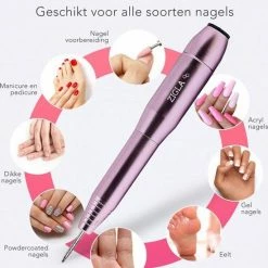 Zigla Elektrische Nagelvijl - Nagelfrees- Manicure En Pedicure Set - 6 Schuurrolletjes - 11 Opzetstukken - Ros /Goud - Vernieuwd -Givenchy-winkel 550x613 1