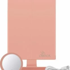 Omliox Make Up Spiegel Met LED Verlichting - Stijlvolle Inklapbare Spiegel - Dimbare Verlichting Met Touch Knop - 2x En 3x Vergroting - Inclusief USB Kabel - Ros Goud -Givenchy-winkel 550x632 5