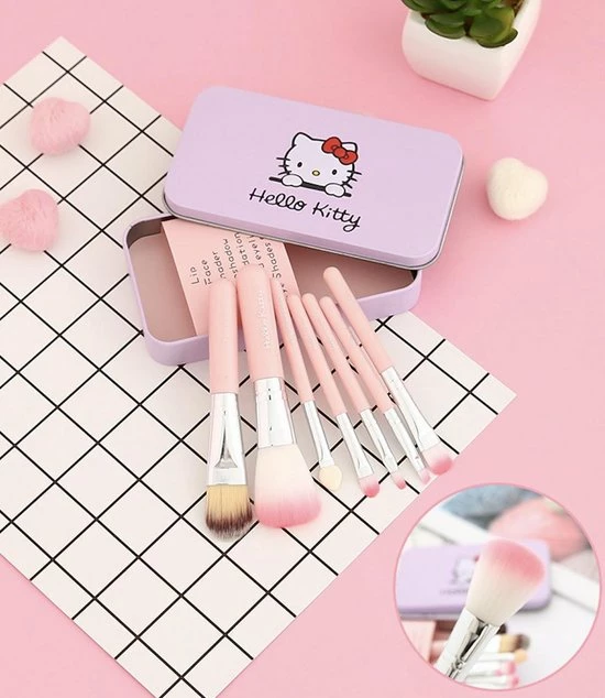 Hello Kitty - Make Up Borstels - 7-delige Kwastenset - Roze - Make Up Set Voor Kinderen - Inclusief Etui - Hello Kitty Verjaardag 3 Hello Kitty - Make Up Borstels - 7-delige Kwastenset - Roze - Make Up Set Voor Kinderen - Inclusief Etui - Hello Kitty Verjaardag - Afbeelding 3