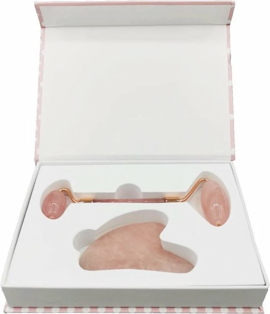Falkann Verbeterde Jade Roller + Gua Sha Schraper - Gezichtsroller - Face Roller - Rose Quartz Roller - Inclusief Luxe Beschermdoos Pink & White 7 Falkann Verbeterde Jade Roller + Gua Sha Schraper - Gezichtsroller - Face Roller - Rose Quartz Roller - Inclusief Luxe Beschermdoos Pink & White - Afbeelding 7