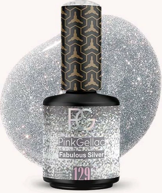 Pink Gellac | Fabulous Silver - Gellak - Vegan - Zilver - Glitter Finish - 15 Ml 1 Pink Gellac | Fabulous Silver - Gellak - Vegan - Zilver - Glitter Finish - 15 Ml