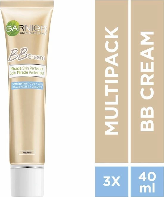 Garnier Skinactive Face Skin Active BB Cream Anti Glans Medium - 3 X 40ml - Voordeelverpakking 1 Garnier Skinactive Face Skin Active BB Cream Anti Glans Medium - 3 X 40ml - Voordeelverpakking
