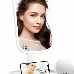 HighHome - Make Up Spiegel Met Led Verlichting - Inclusief 10x Spiegel - 3 Warmtes - 360 °C Draaibaar