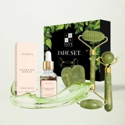 Velveux Jade Roller Set Met Rozenolie - Cadeau Voor Vrouw - Geschenkset Vrouwen - Jaderoller - Gezichtsroller - Gezichtsolie - Gezichtsmassage - Skincare - Black Friday 2022