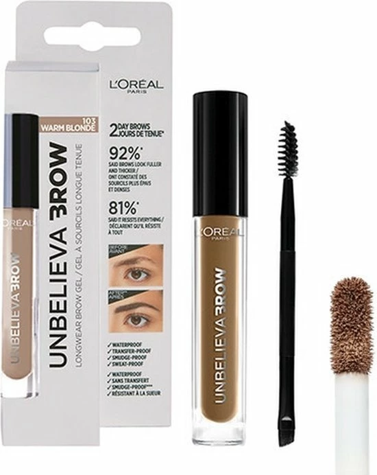 L?Or?al Paris L Or Al Paris Unbelieva Brow Wenkbrauwgel - 103 Warm Blonde - Blond - Waterproof - 3.4 Ml 9 L?Or?al Paris L Or Al Paris Unbelieva Brow Wenkbrauwgel - 103 Warm Blonde - Blond - Waterproof - 3.4 Ml - Afbeelding 9