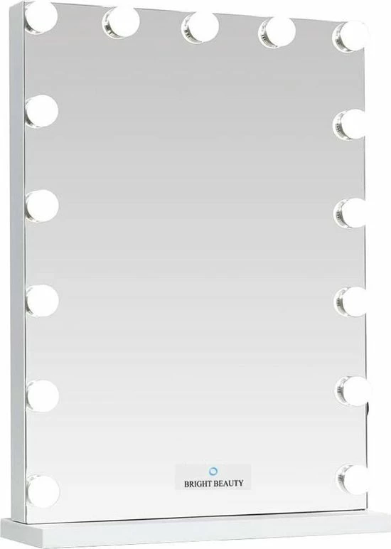 Bright Beauty Vanity Hollywood Make Up Spiegel Met Verlichting - H 58 X B 43 Cm - Zonder Rand - Drie Lichtstanden - Wit 1 Bright Beauty Vanity Hollywood Make Up Spiegel Met Verlichting - H 58 X B 43 Cm - Zonder Rand - Drie Lichtstanden - Wit