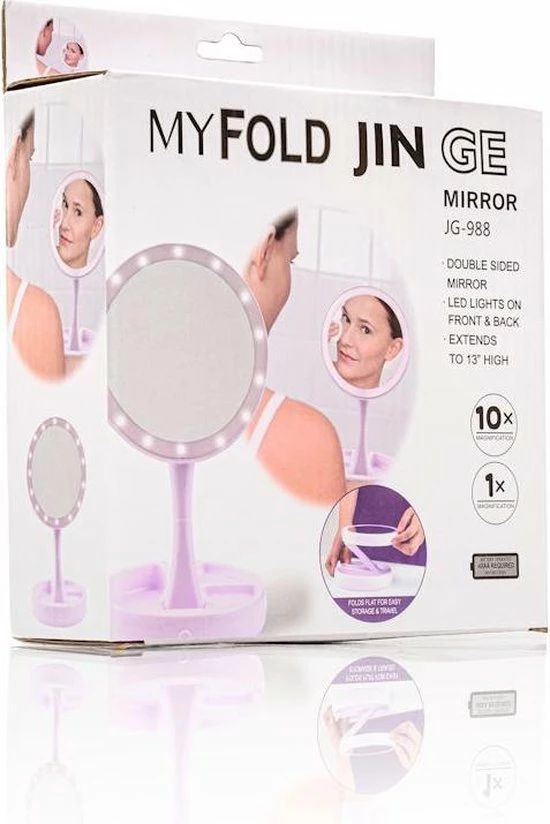 Decopatent Inklapbare Make-Up Spiegel Met LED Verlichting - 10x Vergroting - Opvouwbare Staande Makeup Spiegel - Vergrootspiegel 2 Decopatent Inklapbare Make-Up Spiegel Met LED Verlichting - 10x Vergroting - Opvouwbare Staande Makeup Spiegel - Vergrootspiegel - Afbeelding 2